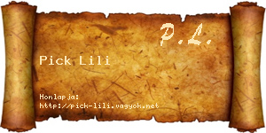 Pick Lili névjegykártya